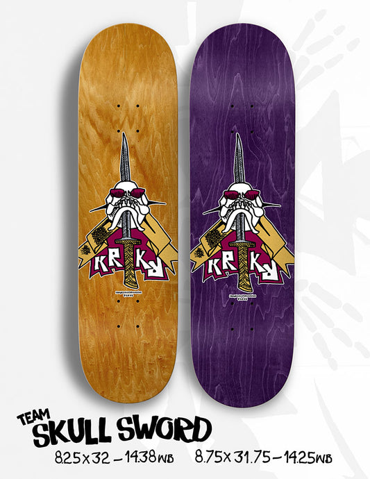Krooked Skull & Sword Deck **8.25 pink/8.5  red**. **comes w free grip**