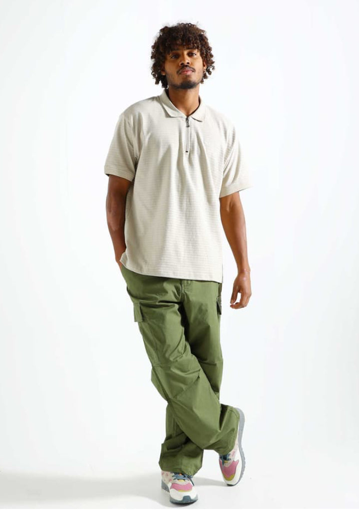 Obey Escape Zip Polo SS Silver Grey