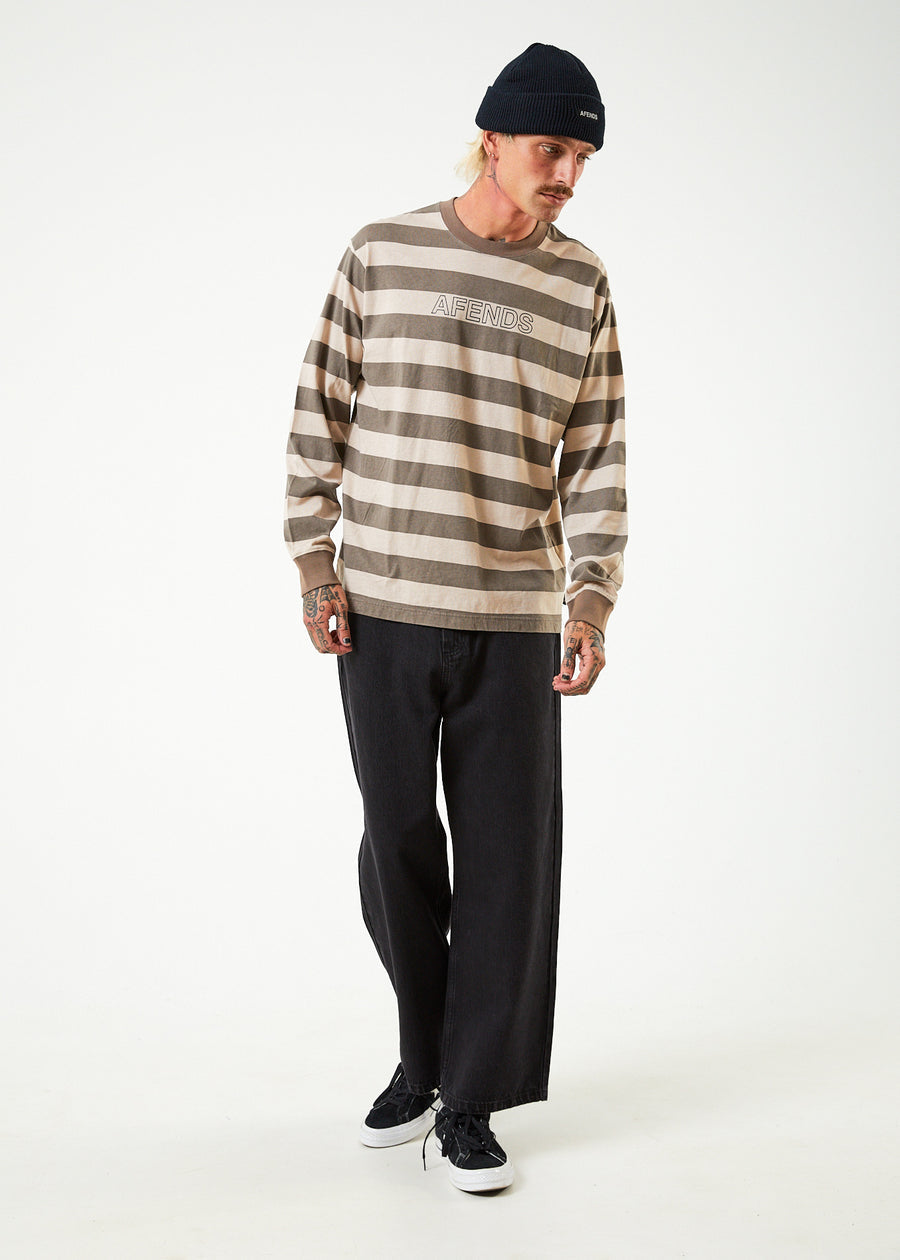 Afends Sideline Stripe LS Tee Beechwood