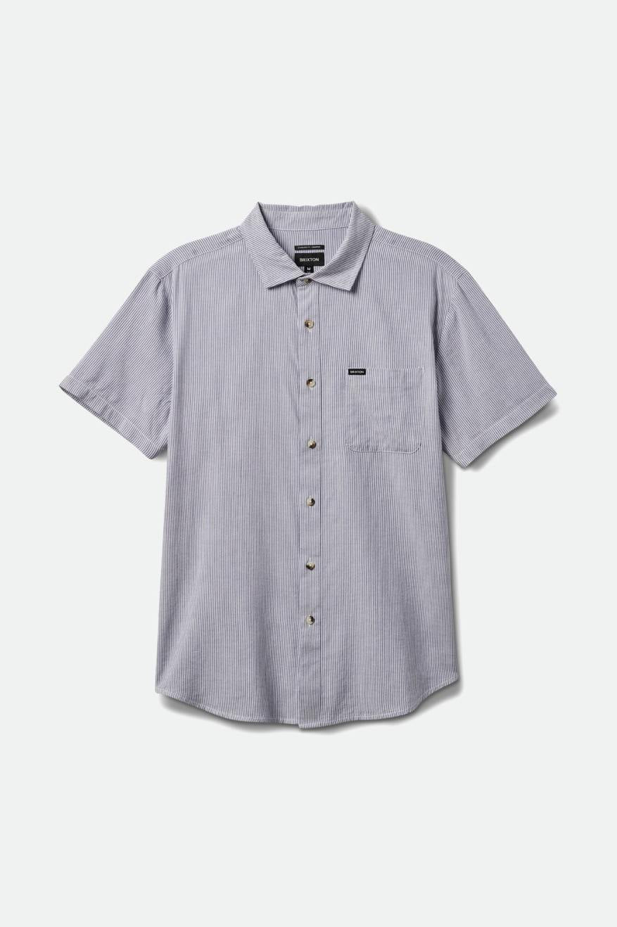 Brixton Charter Stripe SS White/Pacific Blue