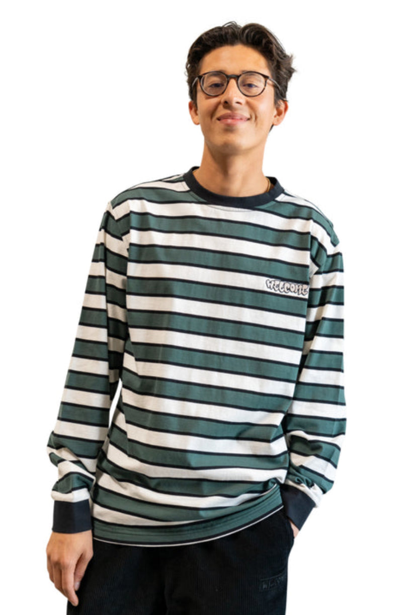 Welcome COOPER STRIPE YARN-DYED LONG SLEEVE KNIT - SPRUCE