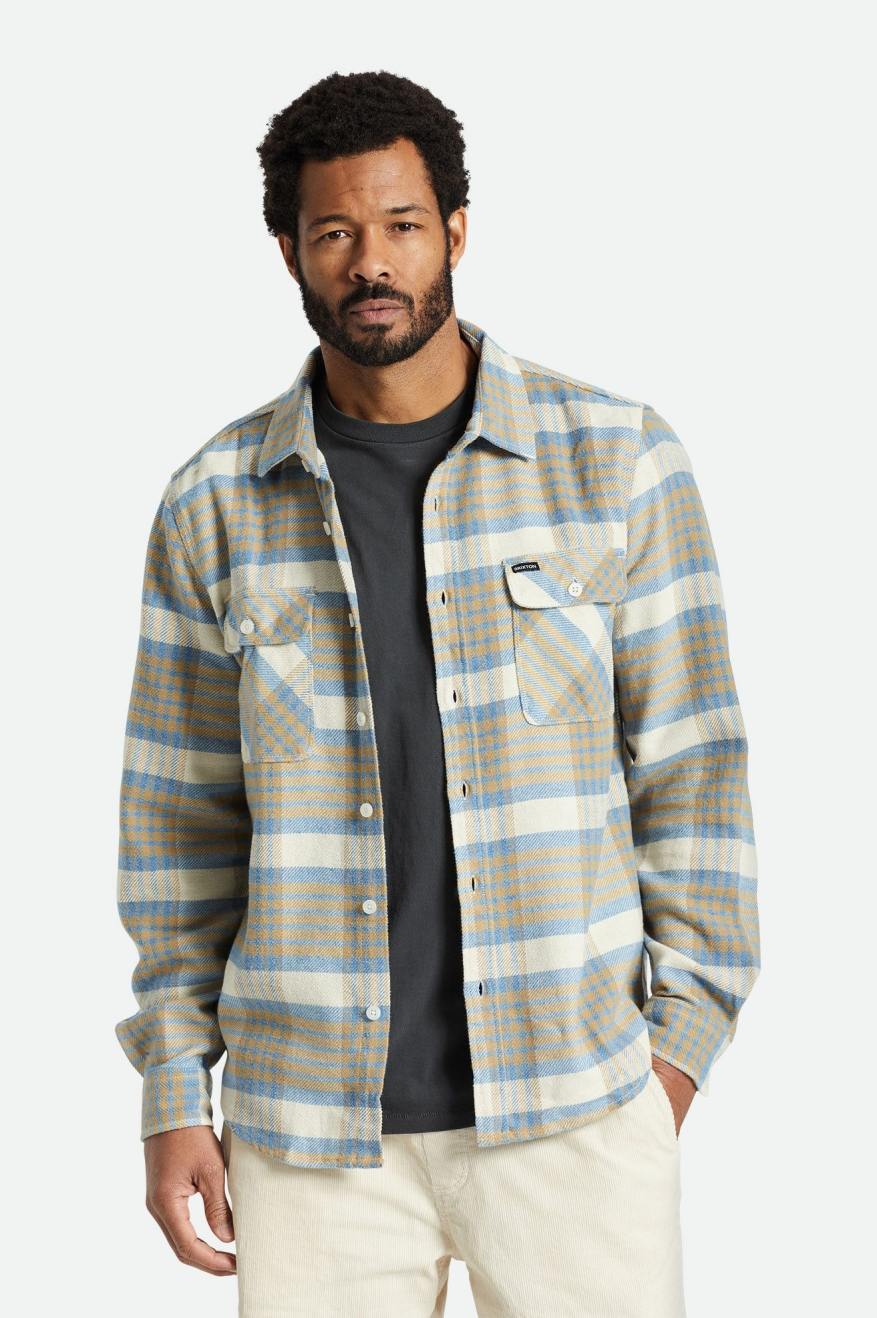 Brixton LS Flannel Whitecap/Sand/Blue