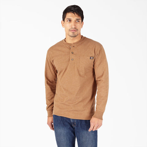 Dickies Heavyweight Henley Tee Brown Duck Heather