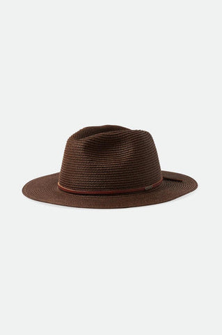 Brixton Wesley Straw Packable Fedora Dark Earth