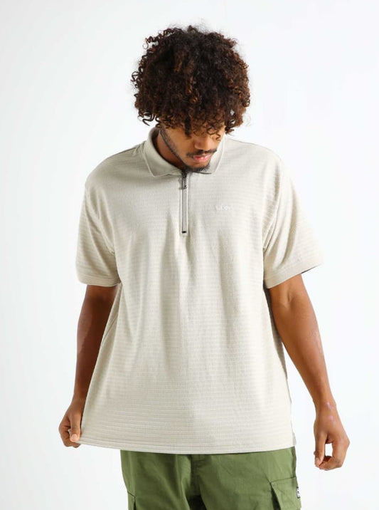Obey Escape Zip Polo SS Silver Grey