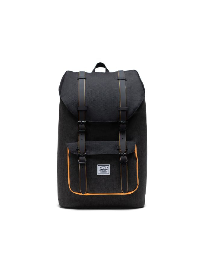 HERSCHEL LITTLE AMERICA BACKPACK MID-VOLUME BLACK CROSSHATCH/BLAZING ORANGE