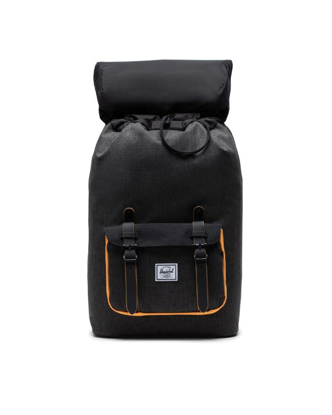 HERSCHEL LITTLE AMERICA BACKPACK MID-VOLUME BLACK CROSSHATCH/BLAZING ORANGE