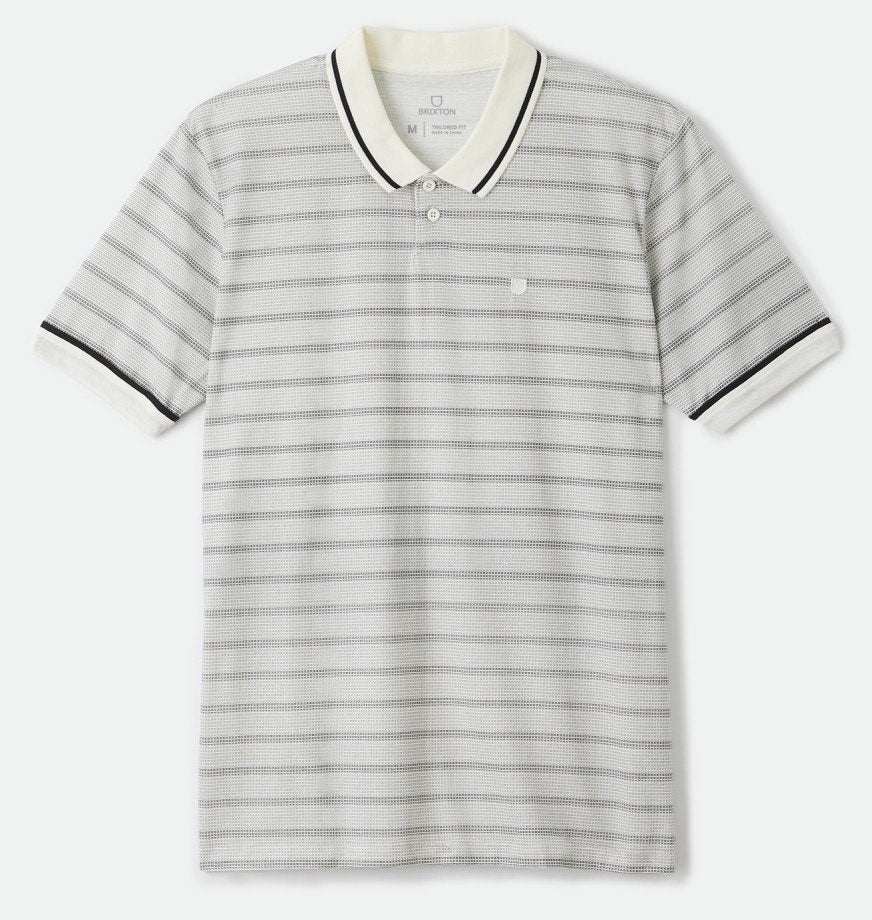 BRIXTON PROPER S/S POLO KNIT OFF WHITE/WASHED BLACK