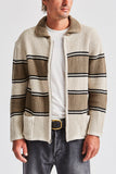 BRIXTON POWELL ZIP CARDIGAN IVORY/TAUPE