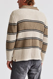 BRIXTON POWELL ZIP CARDIGAN IVORY/TAUPE