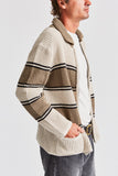 BRIXTON POWELL ZIP CARDIGAN IVORY/TAUPE