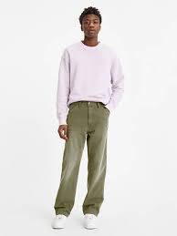 LEVI'S XX STAY LOOSE CARPENTER OLIVE NIGHT HERRINGBONE