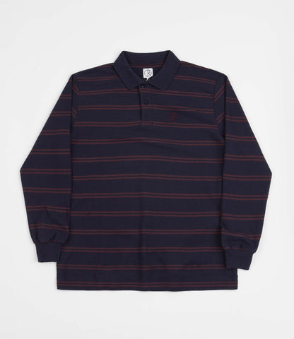 Polar Stripe Polo LS Shirt Navy/Plum