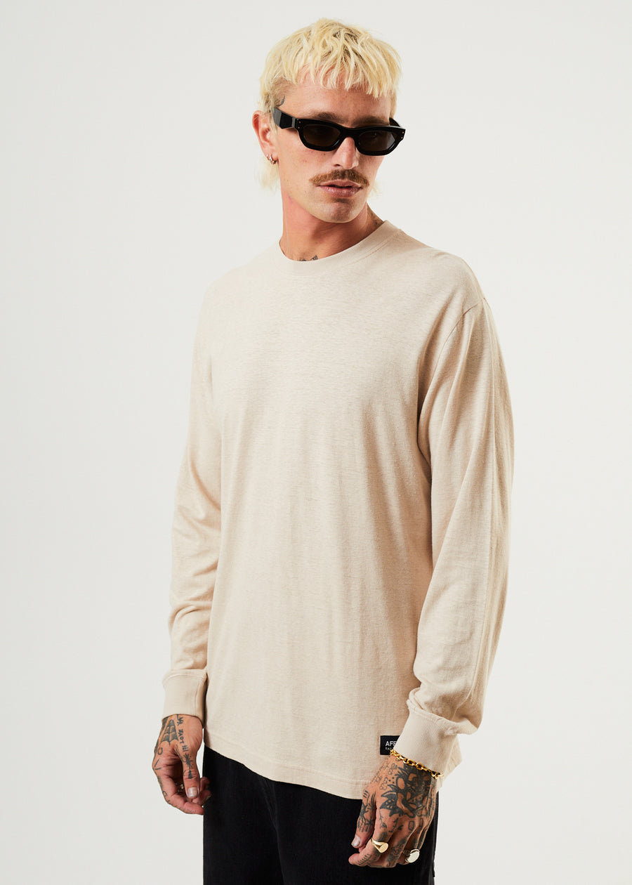 AFENDS ESSENTIAL HEMP LONG SLEEVE TEE BONE