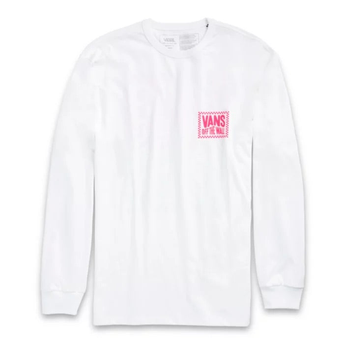 VANS OFF THE WALL CLASSIC WAVY CHECK LONG SLEEVE TEE WHITE