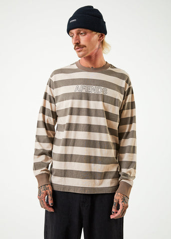 Afends Sideline Stripe LS Tee Beechwood