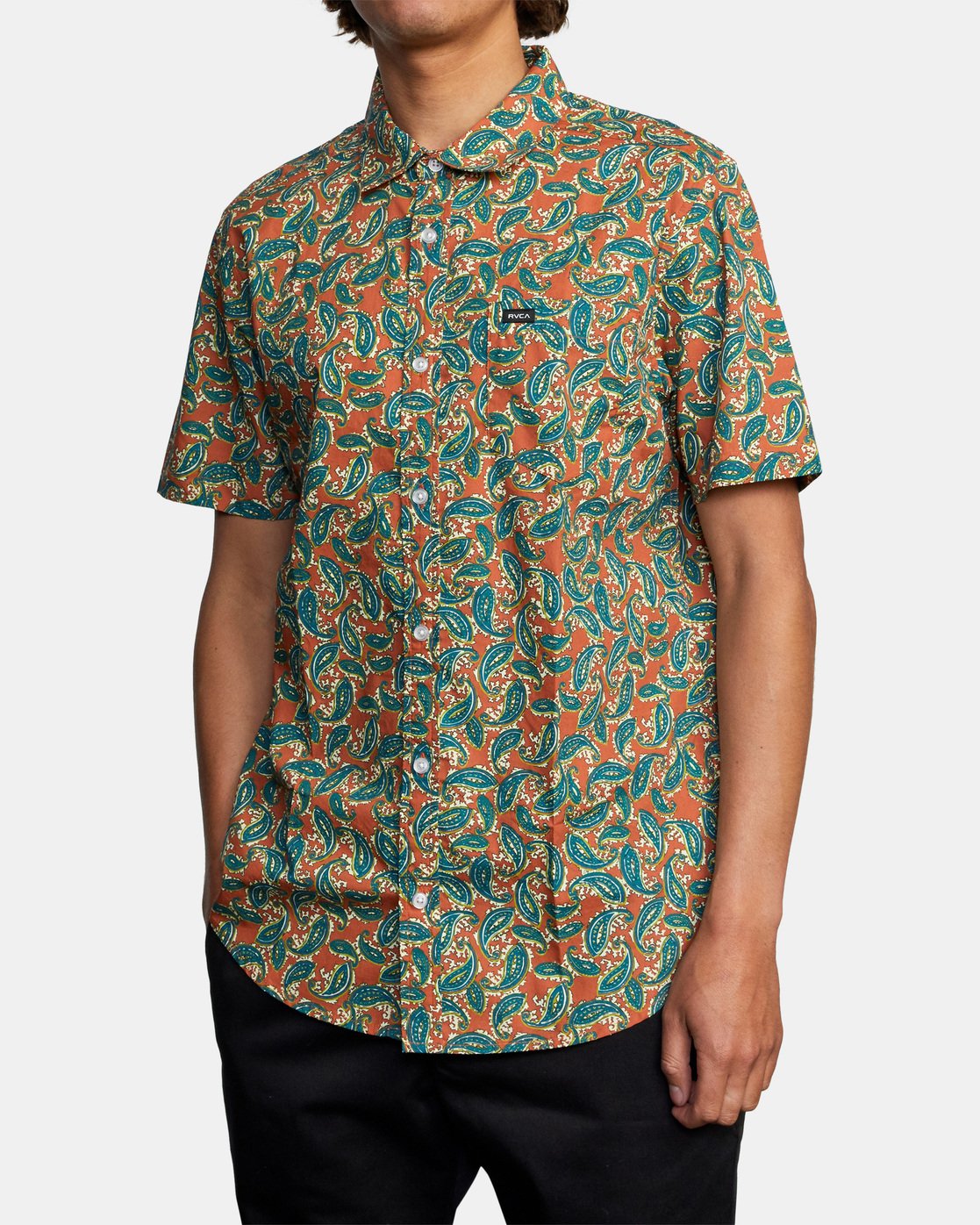 RVCA MIND FLOWER PAISLEY SS CLAY