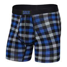 SAXX Vibe Boxer Brief Blue Flannel Check