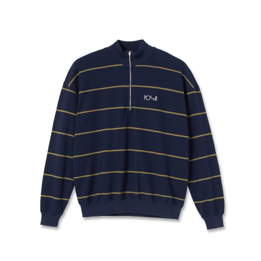 POLAR STRIPE ZIP NECK SWEATER RICH NAVY