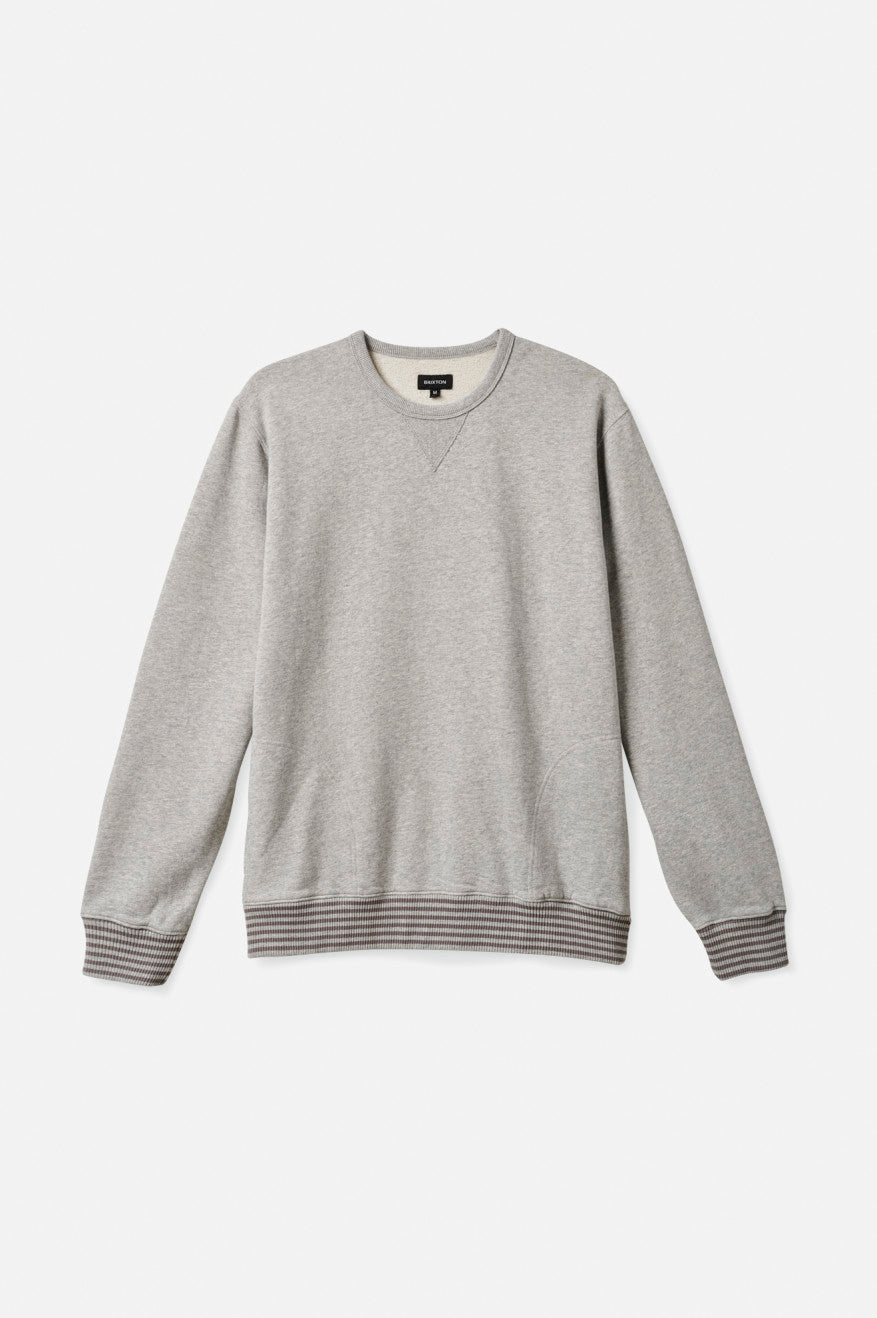 Brixton Collegiate Pocket Crew Heather Grey/Pebble Worn Wash