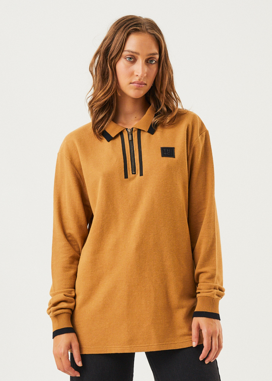 AFENDS SMALL MOMENTS UNISEX HEMP LS POLO