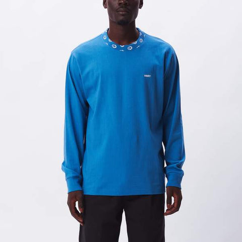 OBEY JACOBSON JAQUARD LS TEE ORGANIC ATLANTIC BLUE