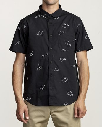 RVCA JOHANNA GESTURES BUTTON UP SHIRT BLACK